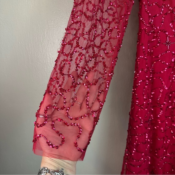 Adrianna Papell- Papelll Studio Beaded Midi Cocktail Party Dress Sz 14 - Picture 4 of 13